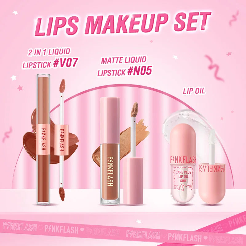 PINKFLASH Full Makeup Set Mascara Eyeliner Face Foundation Lipstick Eyeshadow Waterproof Long-lasting Makeup Base Kit Cosmetics
