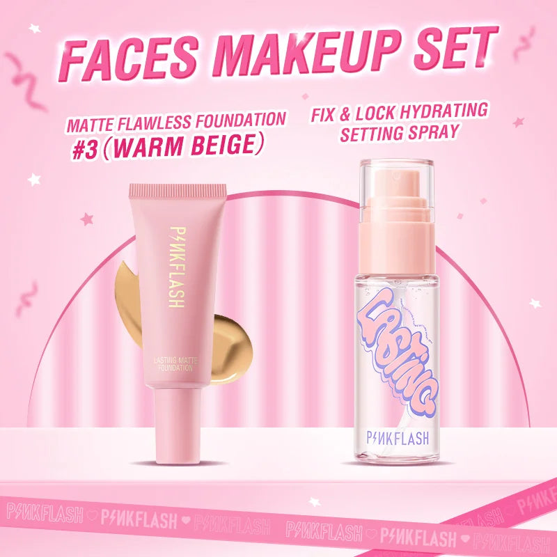 PINKFLASH Full Makeup Set Mascara Eyeliner Face Foundation Lipstick Eyeshadow Waterproof Long-lasting Makeup Base Kit Cosmetics