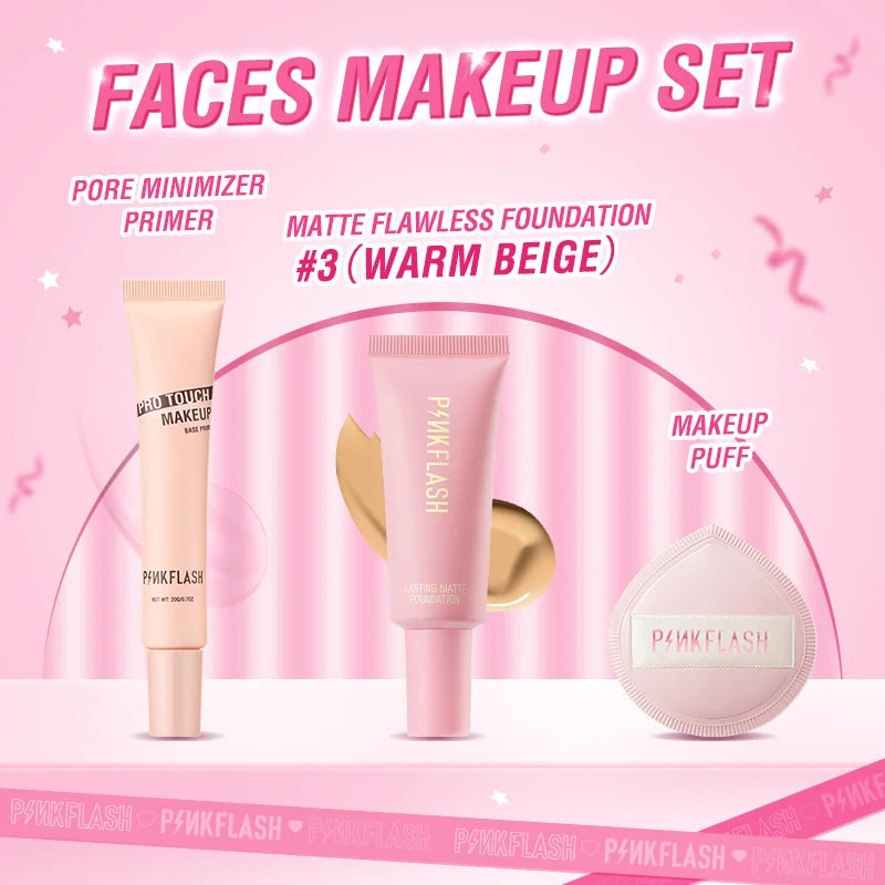 PINKFLASH Full Makeup Set Mascara Eyeliner Face Foundation Lipstick Eyeshadow Waterproof Long-lasting Makeup Base Kit Cosmetics