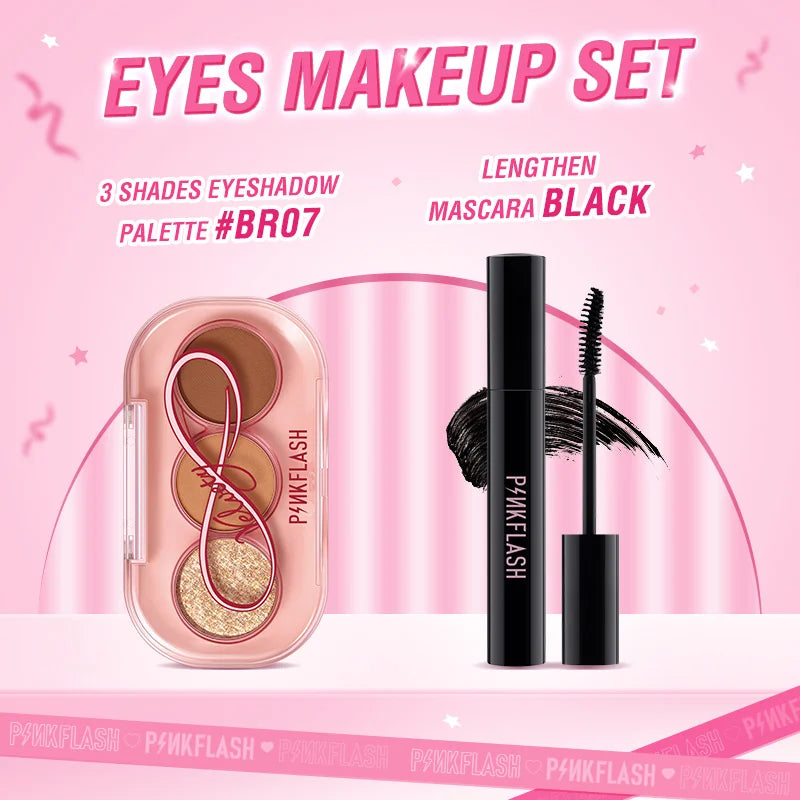 PINKFLASH Full Makeup Set Mascara Eyeliner Face Foundation Lipstick Eyeshadow Waterproof Long-lasting Makeup Base Kit Cosmetics